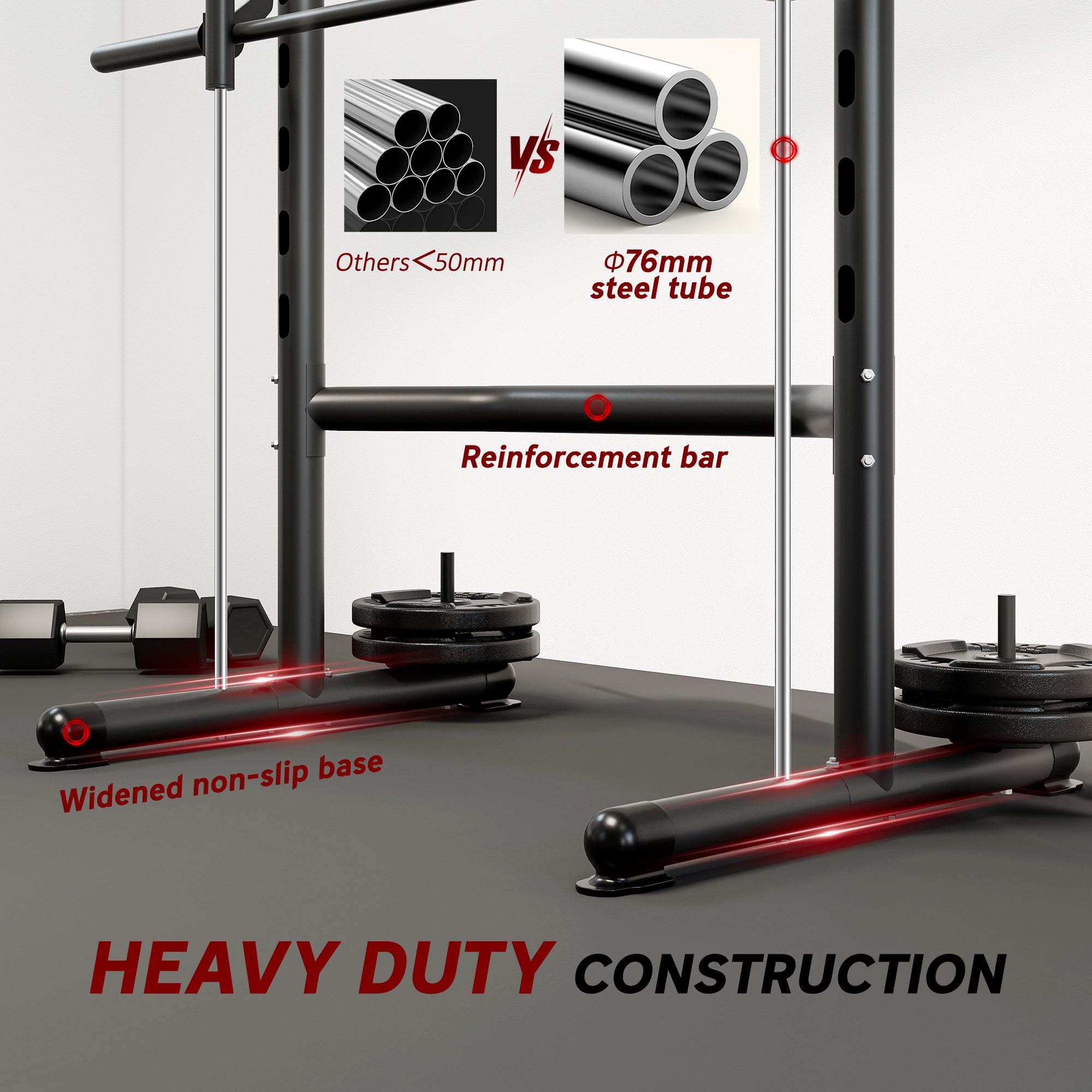 Squat Rack with Pull Up Bar and Barbell Bar Adjustable Bench Press Multi-Function Weight Lifting Half Rack Black