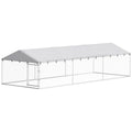 PawHut 20' X 7.5' X 5' Dog Kennel Outdoor For Large Dogs With Waterproof Roof, Silver,For Multiple Parcels Of Goods, Please Pay Attention To The Detailed Dimensions And Weight