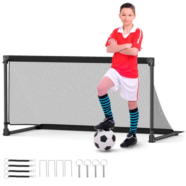 59" Portable Folding Soccer Goal (Size L, Black) - Heavy-Duty Metal Frame, Tear-Resistant PE Net