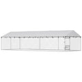 Dog Kennel Outdoor Dog Run Waterproof UV-Resist Cover Lockable Door Adjustable Bowls 20 x 7.5 x 5ft