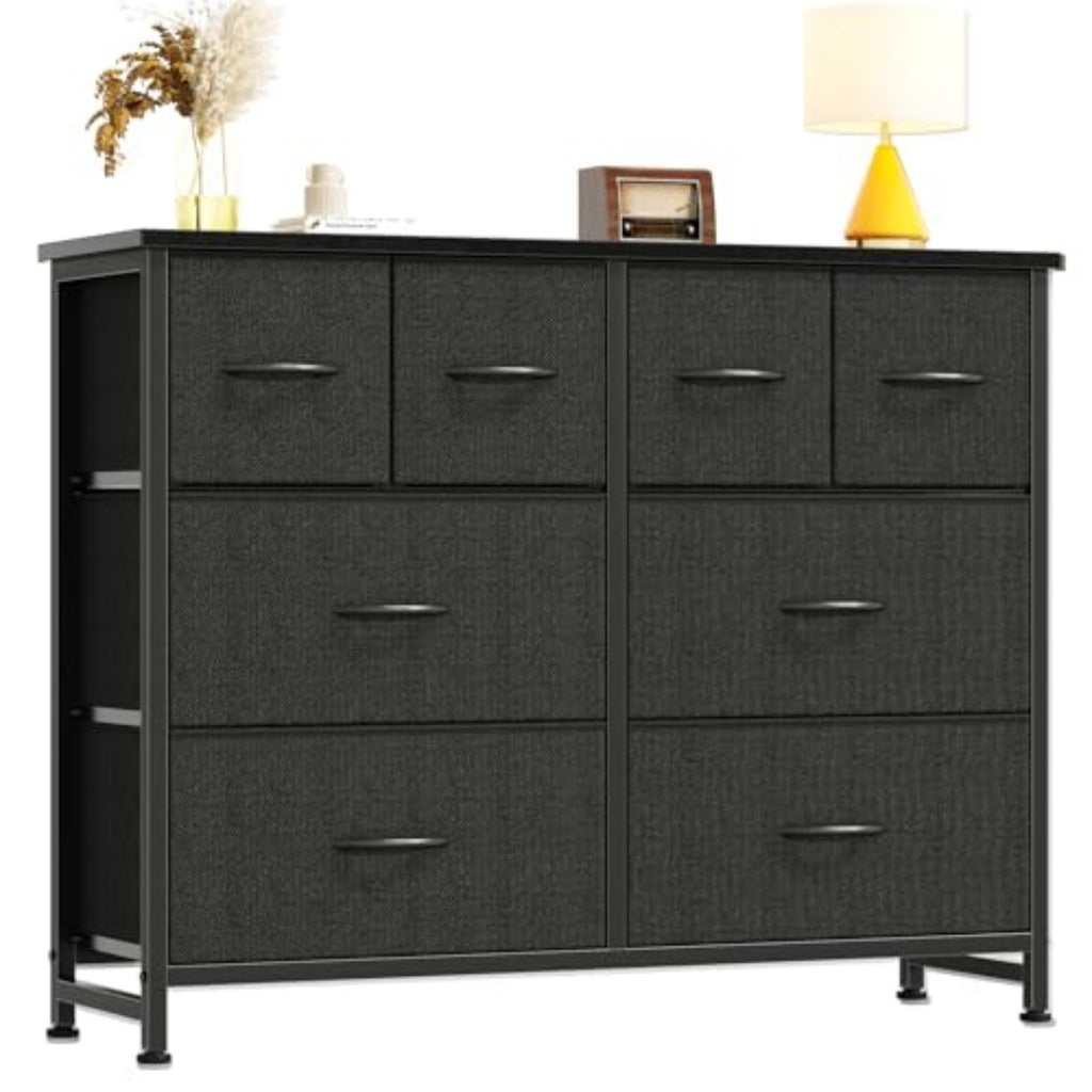A Spacious Storage Rack With 8 Fabric Drawers Suitable For A Cloakroom, A TV Cabinet With A Wooden Tabletop And Frame