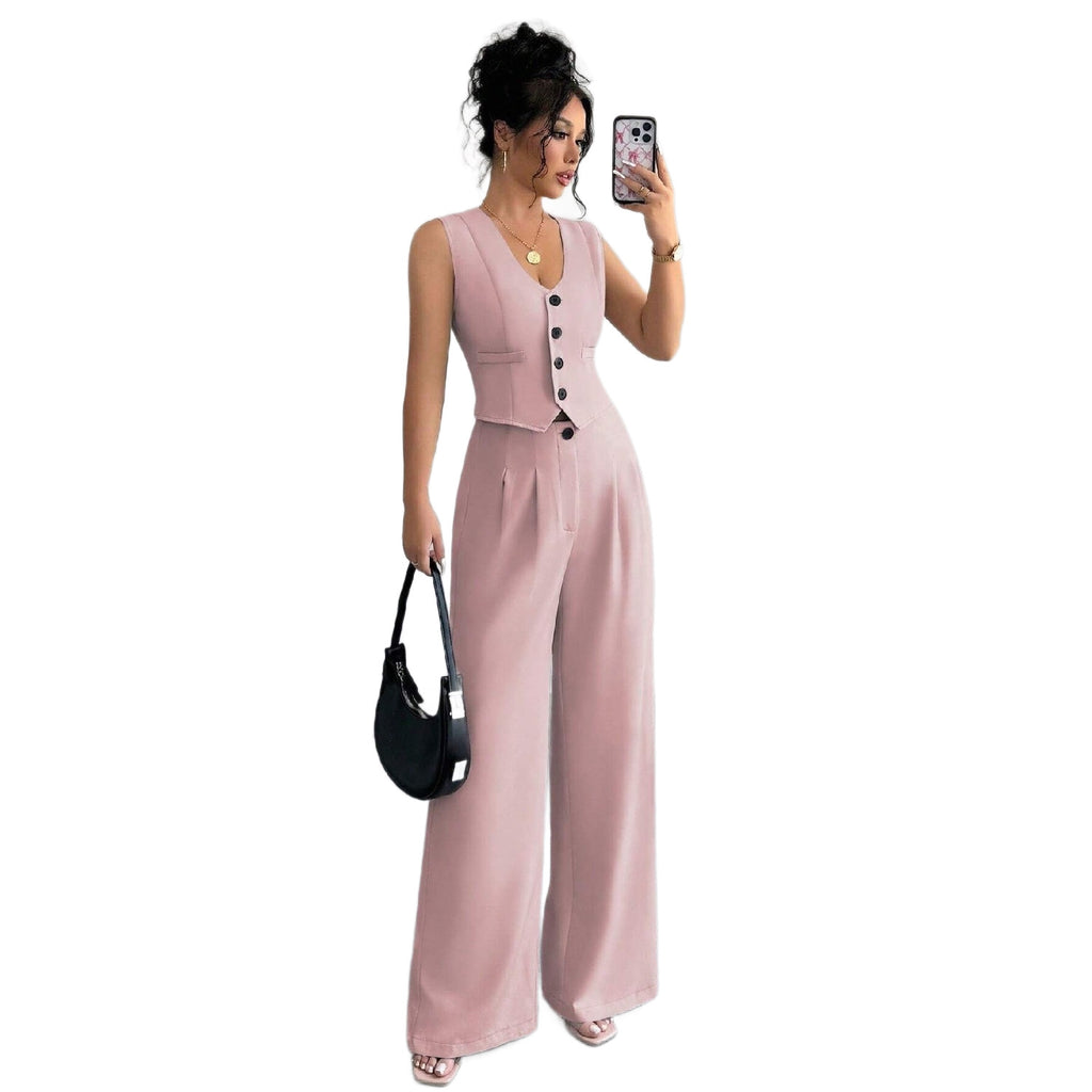Chic Tweed-Style Vest & Pants Co-ord Set