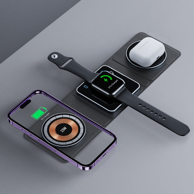 3-in-1 Magnetic Foldable Wireless Charging Station for iPhone, Apple Watch & AirPods