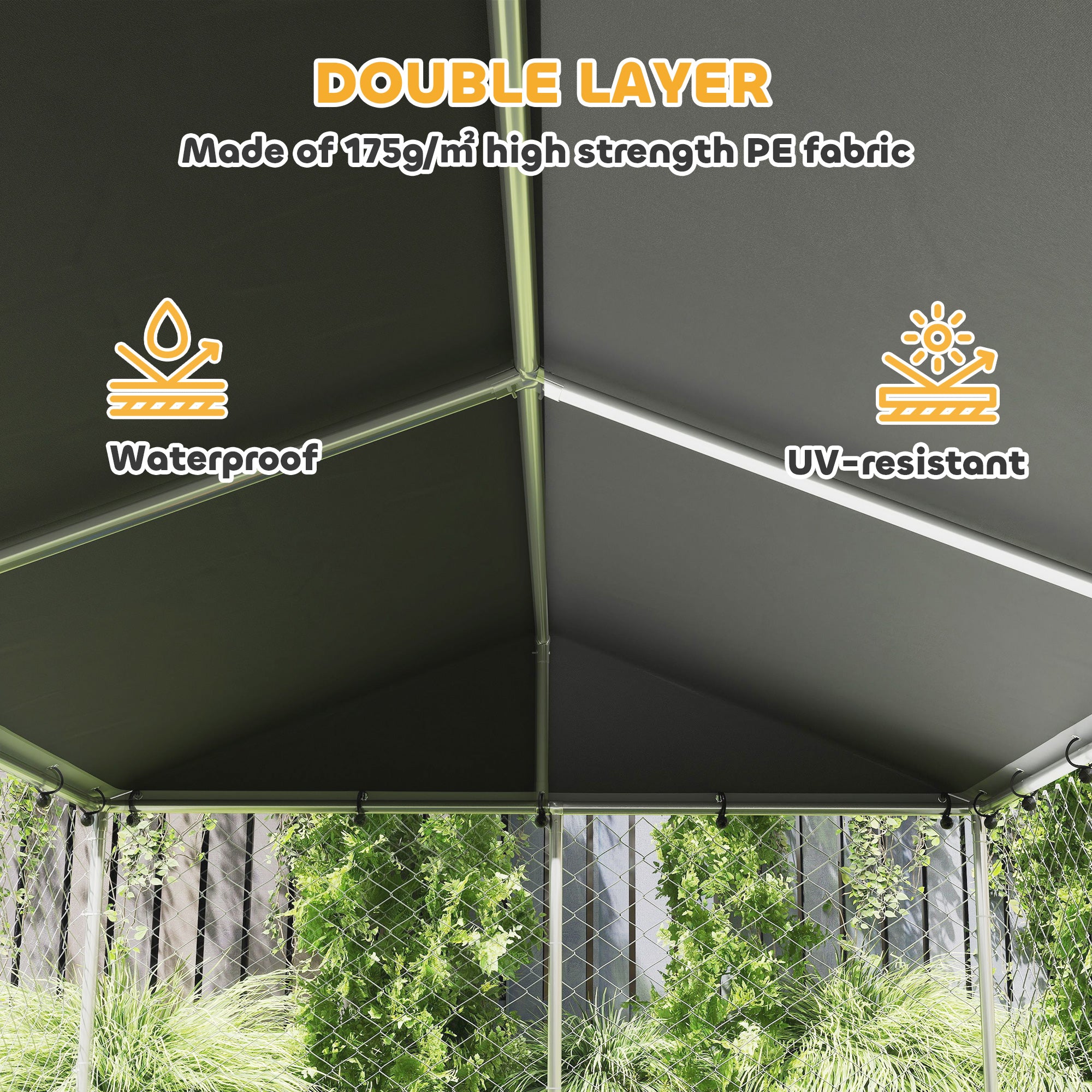 Dog Kennel Outdoor Dog Run Waterproof UV-Resist Cover Lockable Door Adjustable Bowls 20 x 7.5 x 5ft