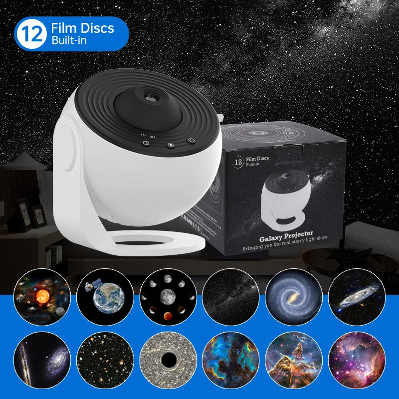 360° Rotating Galaxy Projector – Starry Sky Night Light for Bedroom & Events