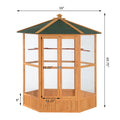 PawHut 69 Wooden Hexagonal Outdoor Aviary Flight Bird Cage With Covered Roof, BrownFor Multiple Packages, Please Pay Attention To The Detailed Dimensions And Weight Of Each Package.