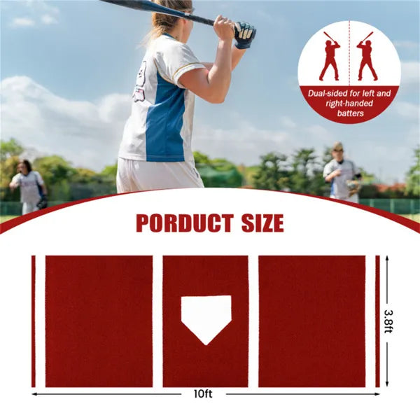 10ft X 3ft Softball Pitching Mat With Artificial Turf, Indoor & Outdoor Training Aid For Pitching Practice