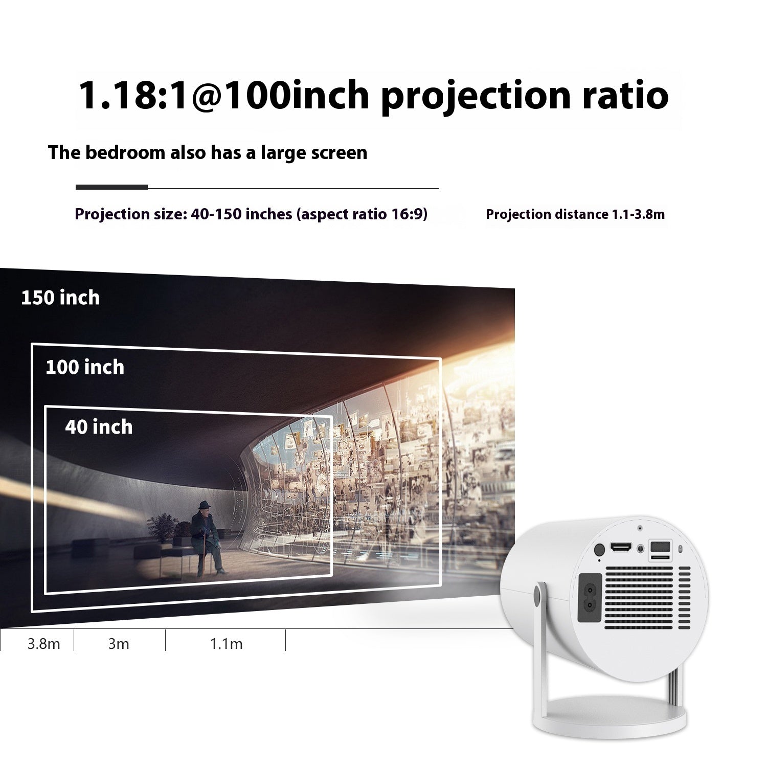 Portable Auto-Focus Home Video Projector