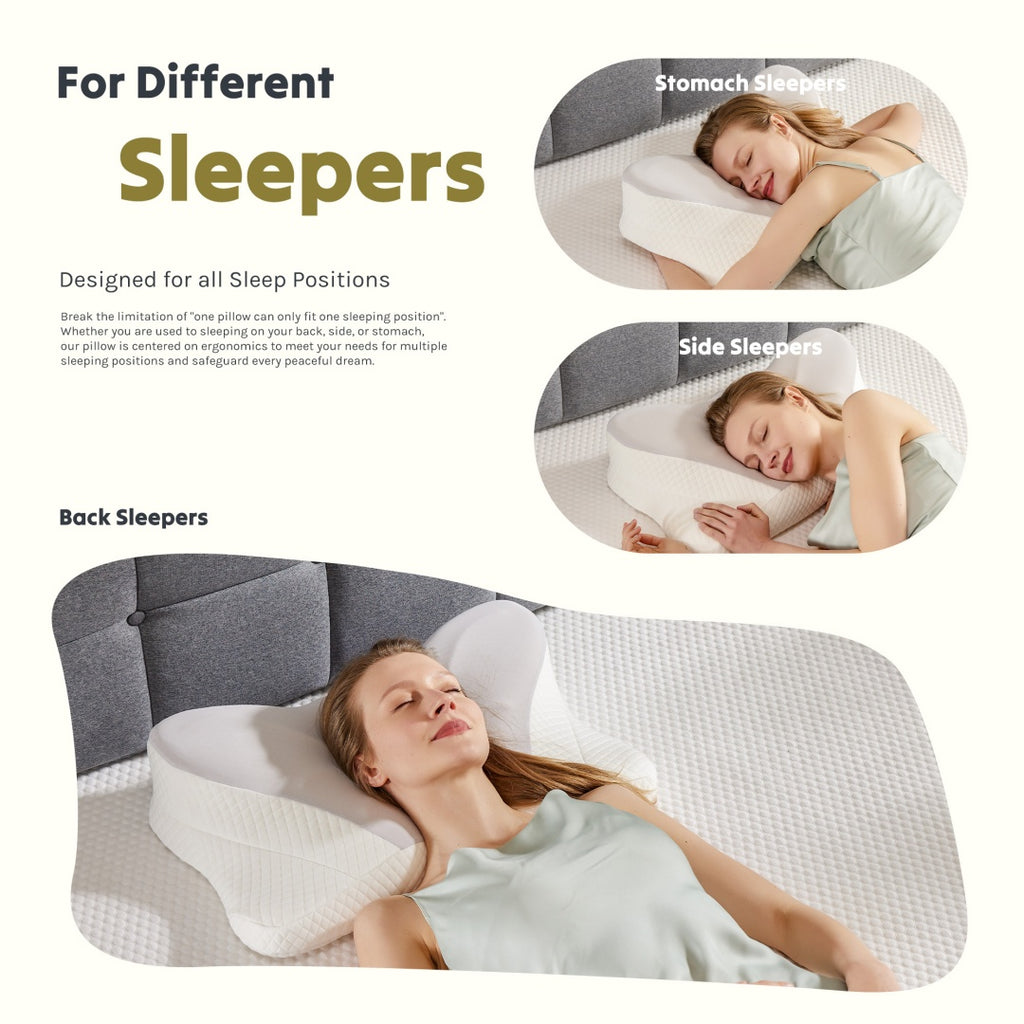 Cervical Neck Pillow, Cooling Ergonomic Memory Foam Pillows  Dual Height Orthopedic Support Contour Pillow For Side