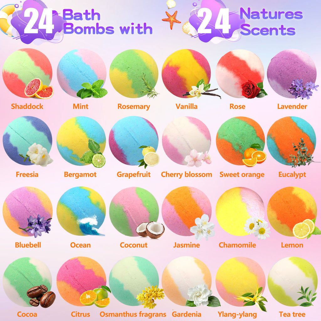 Glow-in-the-Dark Kids Bath Bombs Set – 24 Pieces