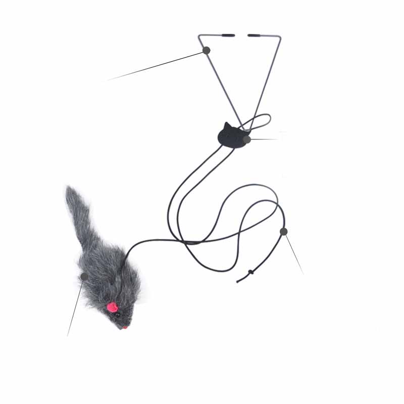 Telescopic Door-Hanging Cat Toy with Mouse