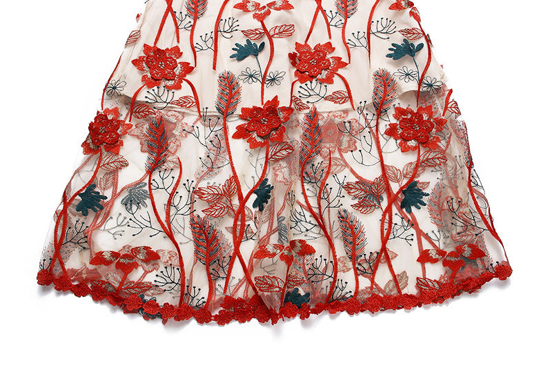 Korean Floral Dress Lace Thorn Dress Skirt Long Dress