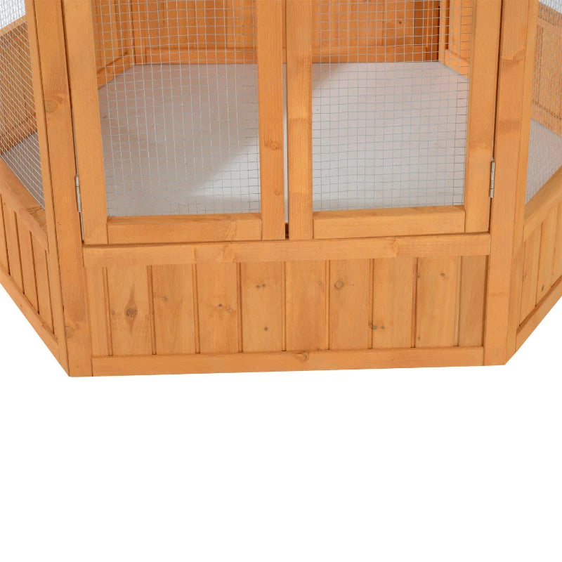 PawHut 69 Wooden Hexagonal Outdoor Aviary Flight Bird Cage With Covered Roof, BrownFor Multiple Packages, Please Pay Attention To The Detailed Dimensions And Weight Of Each Package.