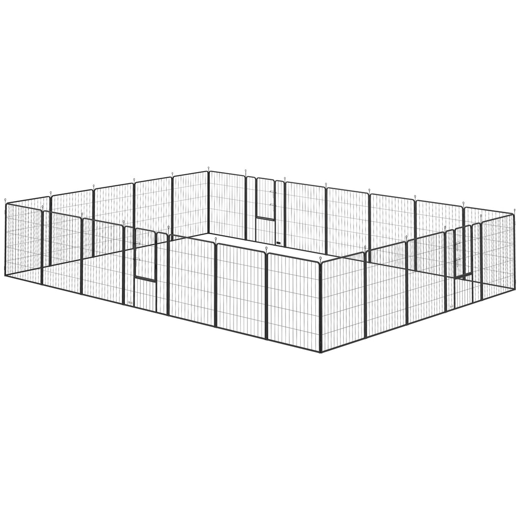 Dog Playpen For Indoor Outdoor, 24 Panels 39 H Puppy Playpen With Lockable Door, DIY Shape Pet Exercise Fence, Gray
