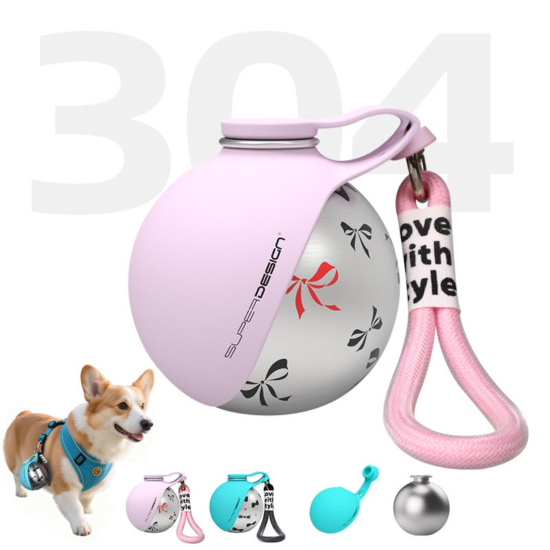 Portable Stainless Steel Pet Water Bottle with Bowl